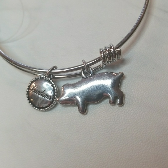 Abundance Pig Silver Color Expandable Bracelet - Picture 2 of 6